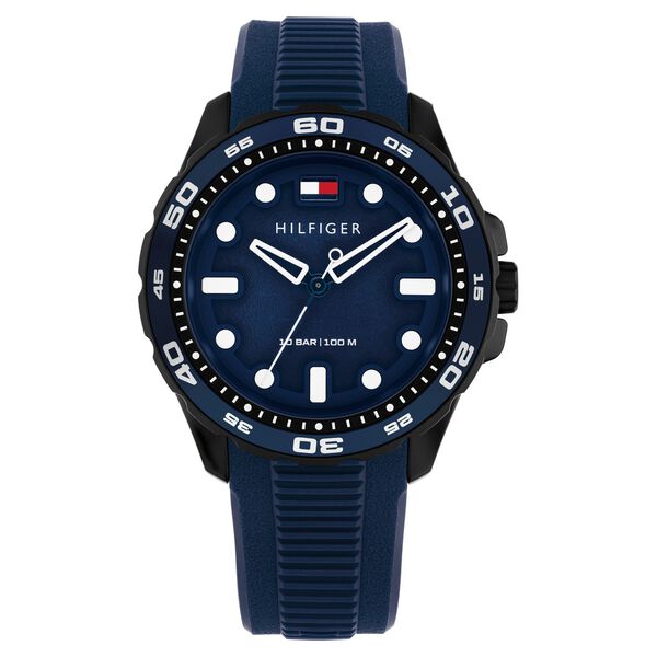Tommy Hilfiger Quartz Analog Blue Dial Blue Silicone Strap Watch For Men - image number 0