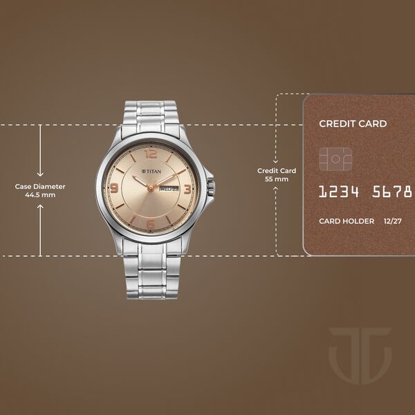Titan Neo Arabic Analog with Day Date Beige Dial Silver Stainless Steel Strap Watch for Men - image number 3