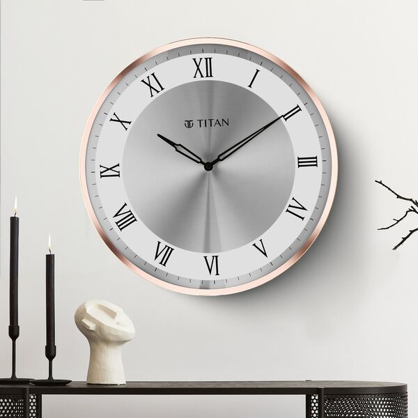 Titan Metallic Wall Clock White Dial with Silent Sweep Technology and Rose Gold Frame - 40.0 cm x 40.0 cm (Large) - image number 0