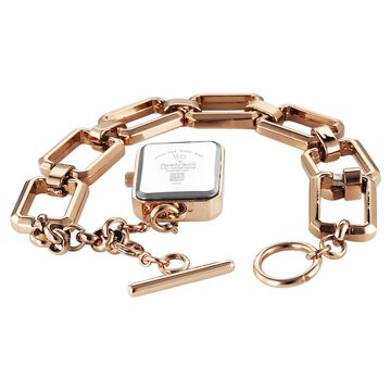 Vyb Siren By Fastrack Quartz Analog White Dial Rose Gold Metal Strap Watch For Girls