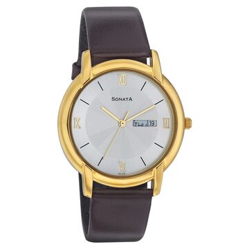 Sonata Quartz Analog with Day and Date White Dial Strap Watch for Men