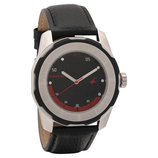 Fastrack Quartz Analog Black Dial Leather Strap Watch for Guys - image number 0
