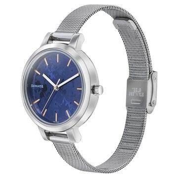 Sonata Silver Lining Blue Dial Women Watch With Stainless Steel Strap