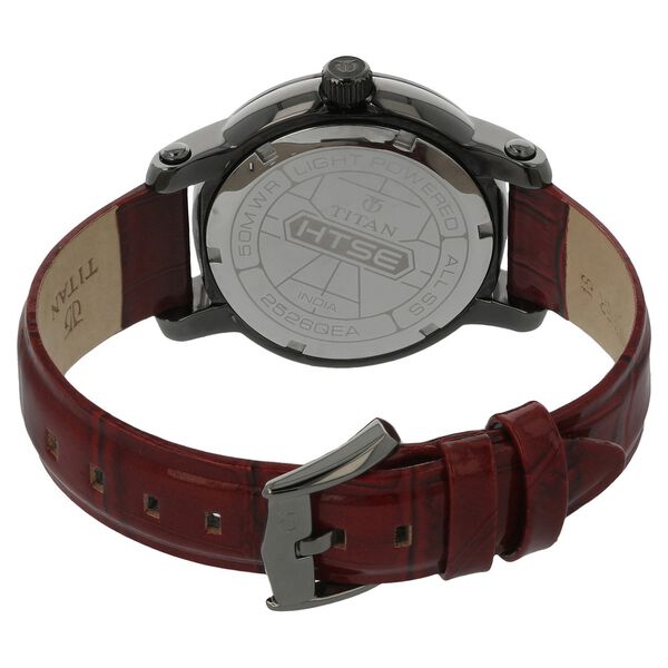 Titan Quartz Analog Solar Black Dial Leather Strap Watch for Women - image number 3
