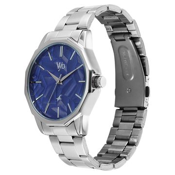 Vyb Drift By Fastrack Quartz Analog Blue Dial Silver Stainless Steel Strap Watch For Guys