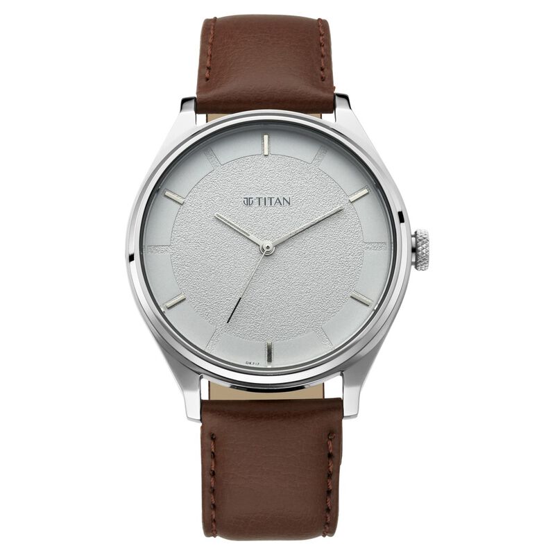 Titan Men's Classic Watch: Gradient Dial & Sleek Markings with Leather Strap - image number 1