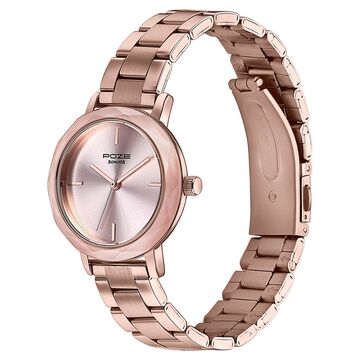 Sonata Poze Quartz Analog Pink Dial Stainless Steel Strap Watch For Women