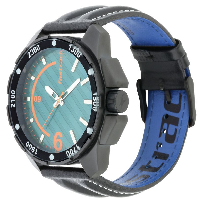 Fastrack Hitlist Quartz Analog Green Dial Leather Strap Watch for Guys - image number 2