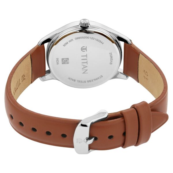 Titan Quartz Analog Black Dial Leather Strap Watch for Women - image number 4