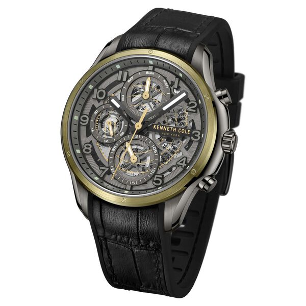Kenneth Cole Quartz Multifunction Grey Dial Leather Strap Watch for Men - image number 1
