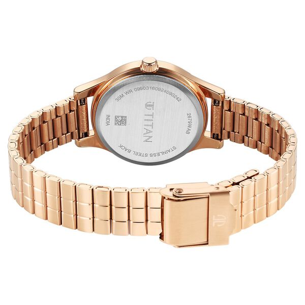 Titan Karishma Quartz Analog Off White Dial Rose Gold Stainless Steel Strap Watch For Women - image number 4