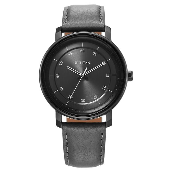 Titan Workwear Quartz Analog Anthracite Dial Leather Strap Watch for Men - image number 0