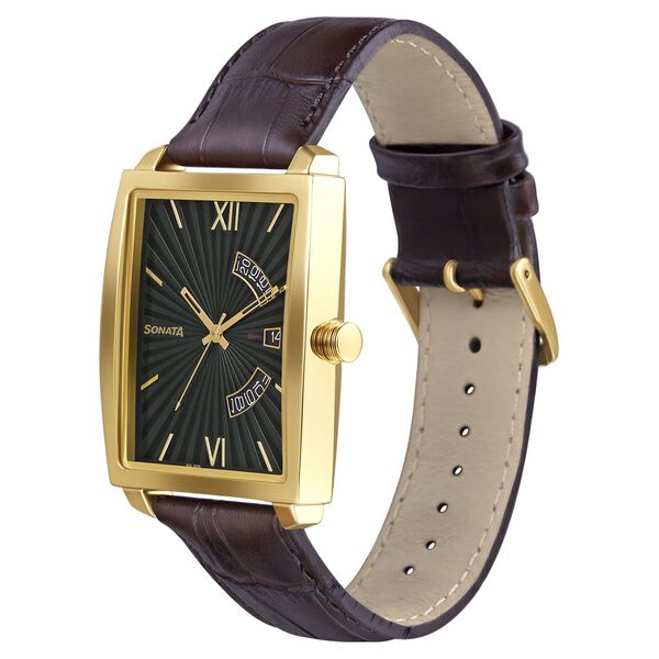 Sonata Quartz Analog with Date Leather Strap Watch for Men - image number 1