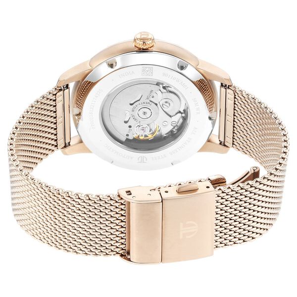 Titan Skeletal Automatic Gold Dial Gold Stainless Steel Strap Watch for Men - image number 5