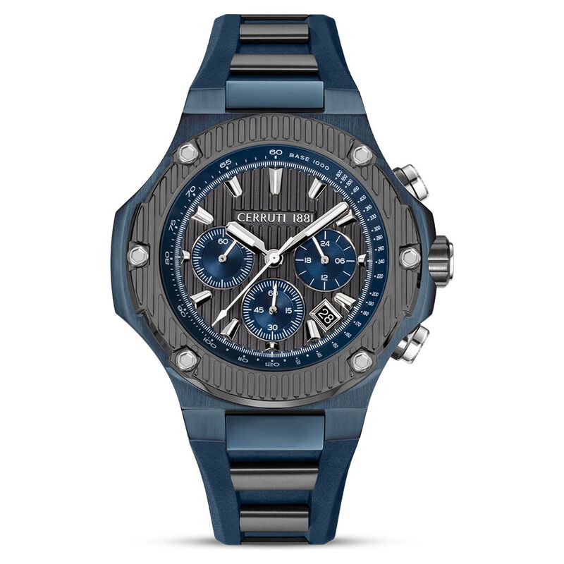 Cerruti 1881 Quartz Chronograph Grey Dial Blue Stainless Steel Strap Watch For Men