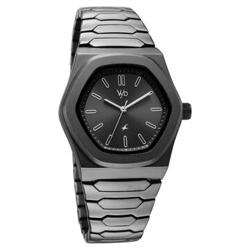 Vyb Limitless By Fastrack Quartz Analog Grey Dial Grey Metal Strap Watch For Guys