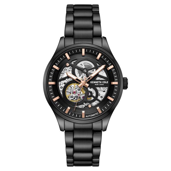 Kenneth Cole Automatic Black Round Dial Black Stainless Steel Strap Watch For Men - image number 0