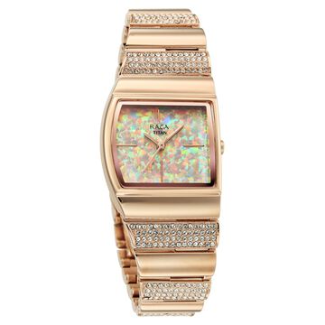Titan Raga Opalesque Quartz Analog Multicoloured Dial Rose Gold Metal Strap Watch For Women