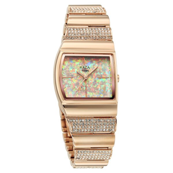Titan Raga Opalesque Quartz Analog Multicoloured Dial Rose Gold Metal Strap Watch For Women - image number 1