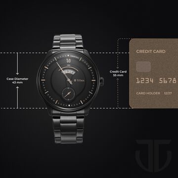 Titan Quartet Black Dial Analog Stainless Steel Strap watch for Men
