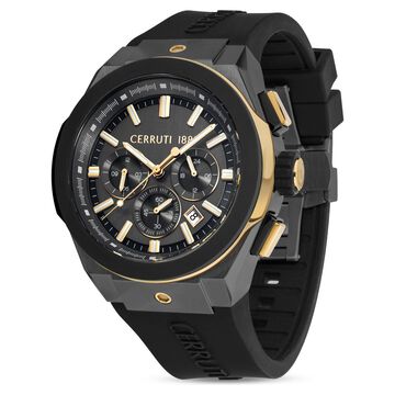 Cerruti 1881 Black Dial Silicone Strap Watch for Men