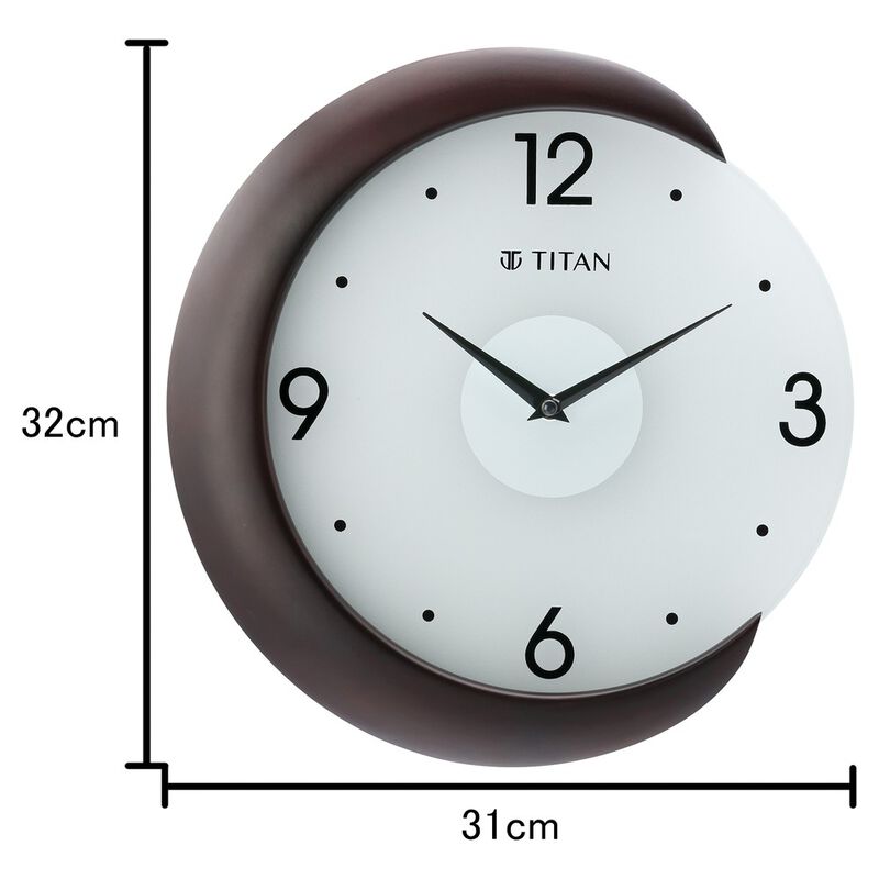 Titan Wooden Half Moon Wall Clock with Glass Dial - 32 cm x 31 cm (Medium) - image number 3