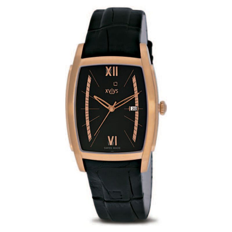Xylys Swiss Analog with Date Black Dial And Leather Strap Watch For Men