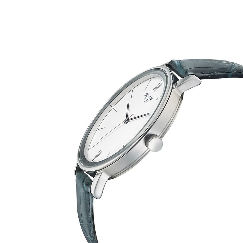 Sonata Quartz Analog White Dial Leather Strap Watch for Men - image number 2