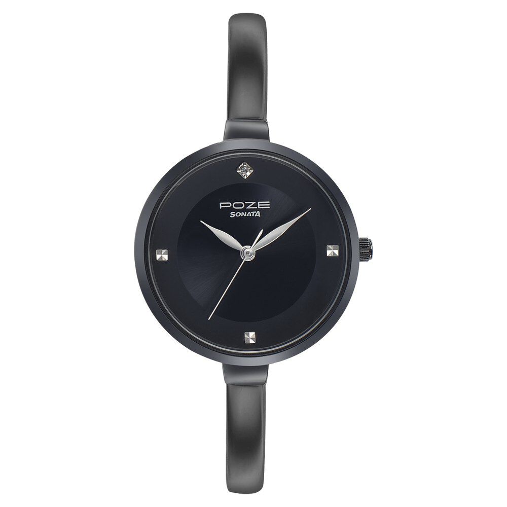 Sonata black metal watch online
