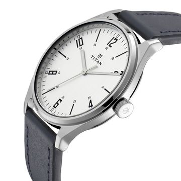 Titan Men's Minimalist Zen Watch: Sleek Leather Strap with Contrast Hands
