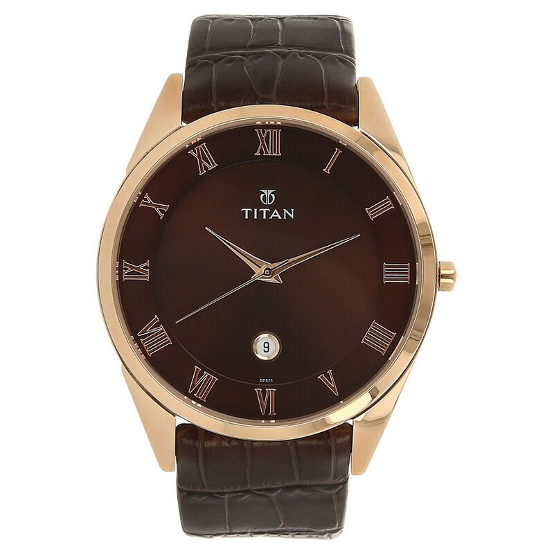 Titan Analog Brown Dial with Date Leather Strap watch for Men - image number 0