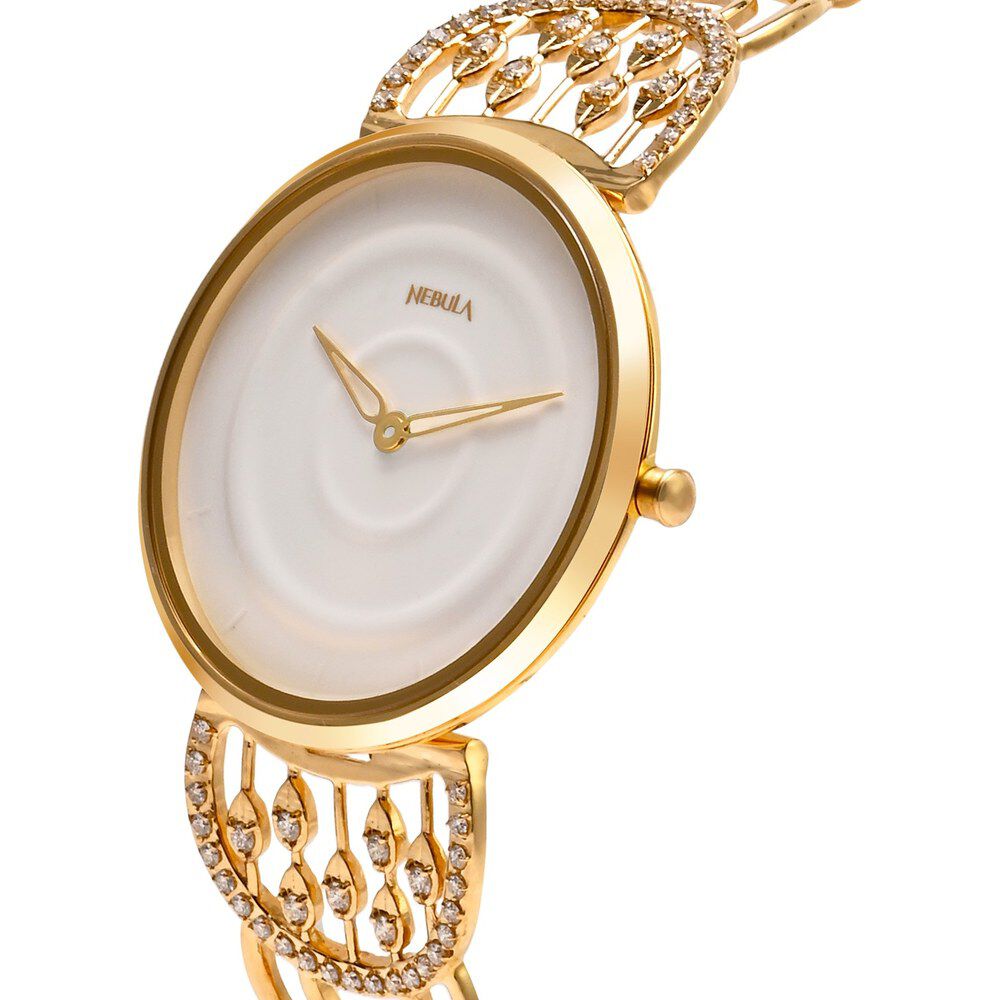Buy Online Titan Nebula Varsha 18k Gold Analog Diamond Studded Bracelet Watch for Women ns5600dm01 Titan