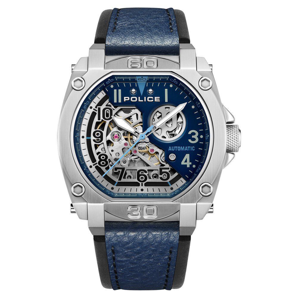 Buy Online Police Automatic Blue Dial Blue Leather Strap Watch For Men plpewge0040001 Titan