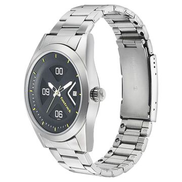 Fastrack Go Skate Quartz Analog with Date Black Dial Stainless Steel Strap Watch for Guys