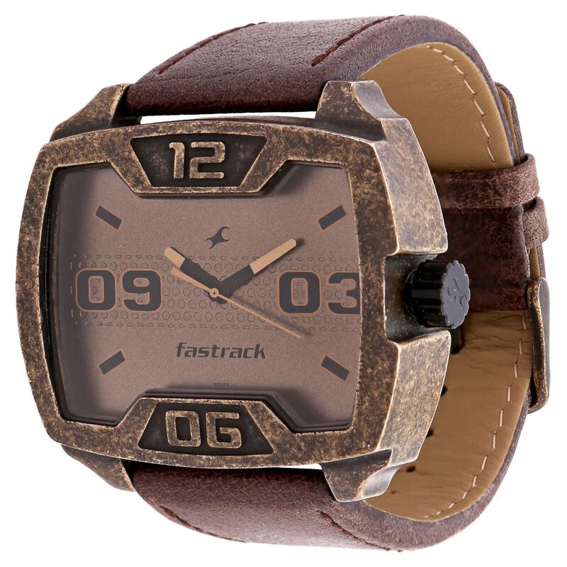 Fastrack Quartz Analog Brown Dial Leather Strap Watch for Guys - image number 1