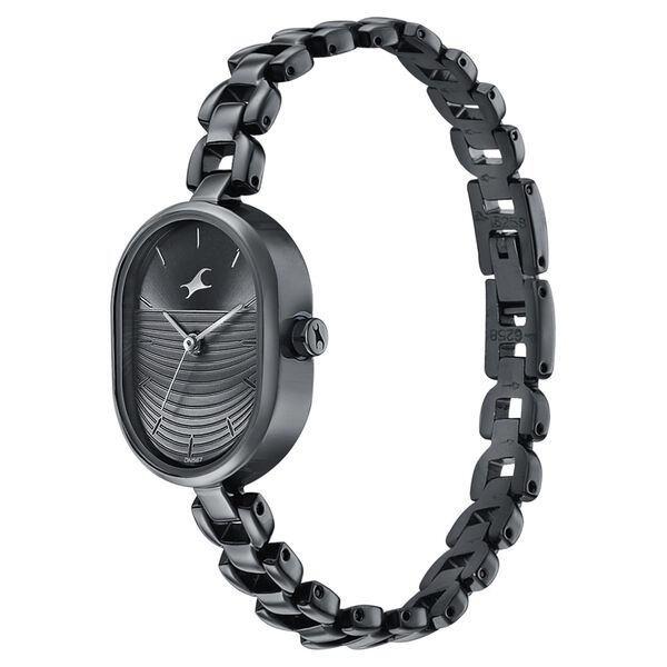 Fastrack Style Up Black Dial Metal Strap Watch for Girls - image number 2