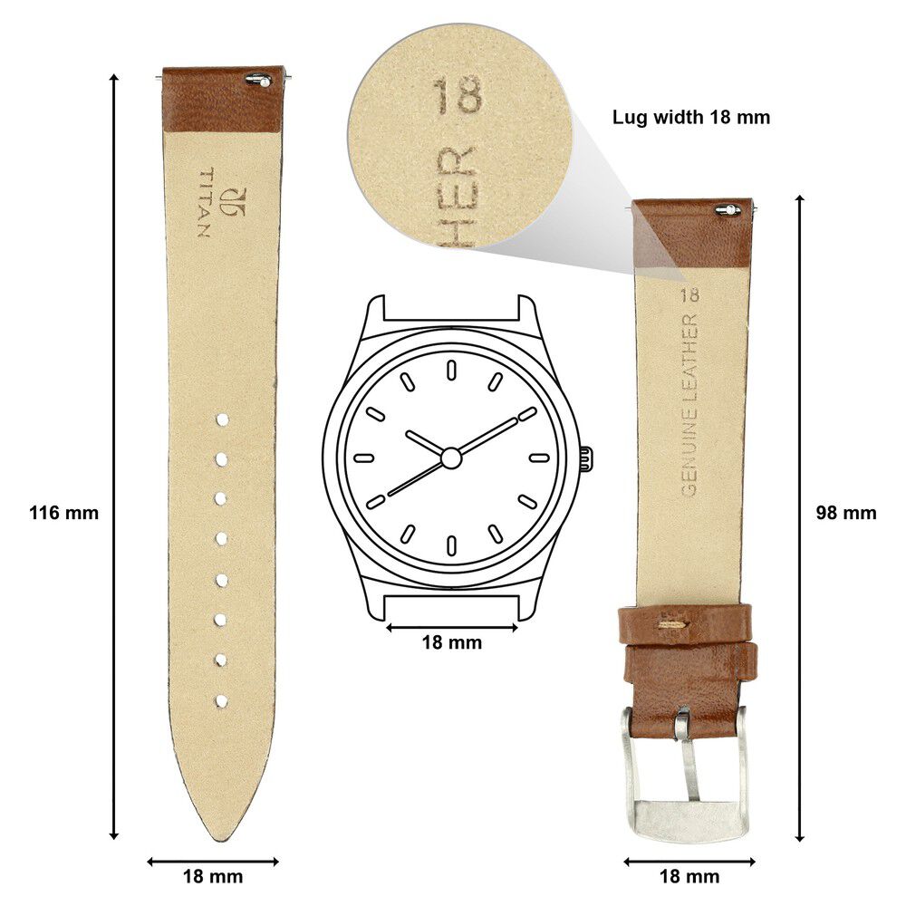 Buy Online 18 mm Tan Genuine Leather Strap for Men nf110077518sq