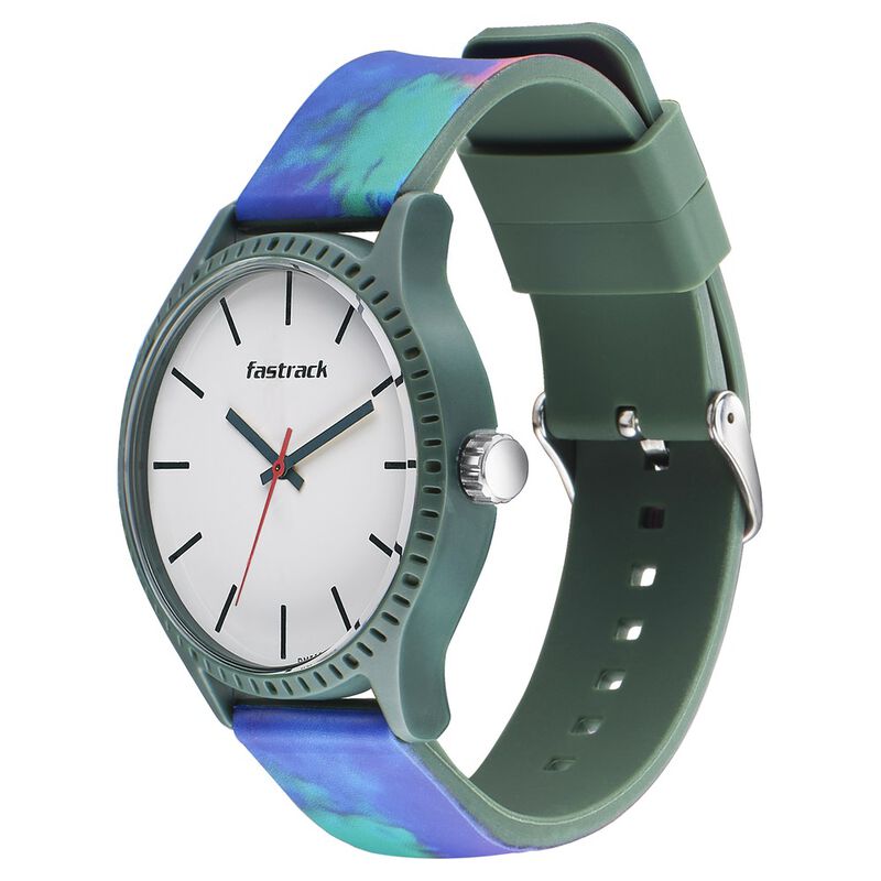 Fastrack Tie & Dye Quartz Analog White Dial Silicone Strap Watch for Guys - image number 2