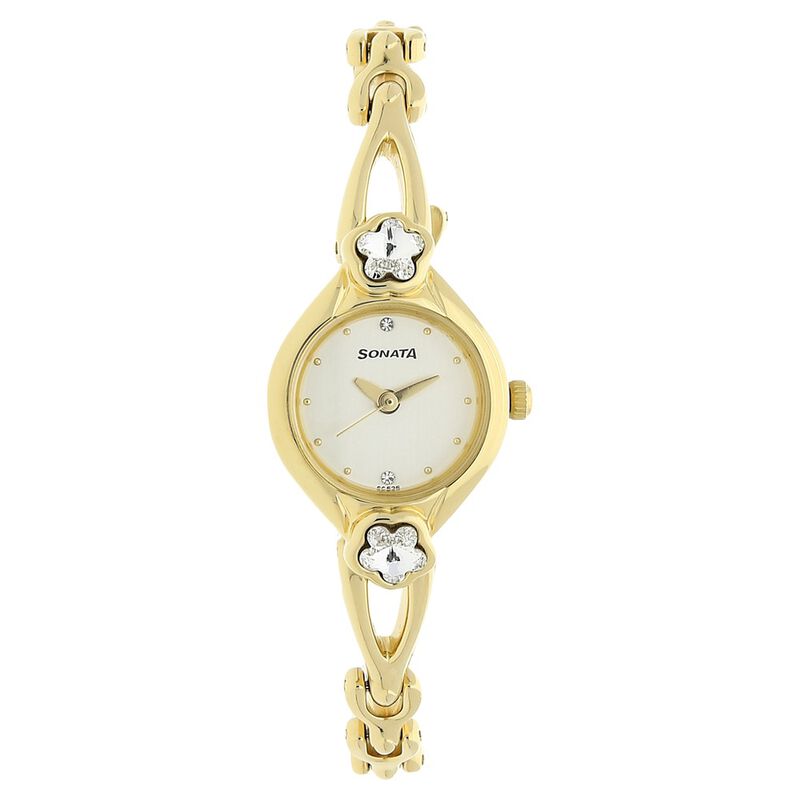Sonata Quartz Analog Champagne Dial Metal Strap Watch for Women - image number 0