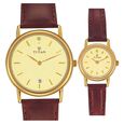 Titan Quartz Analog Champagne Dial Watch for Couple - image number 0
