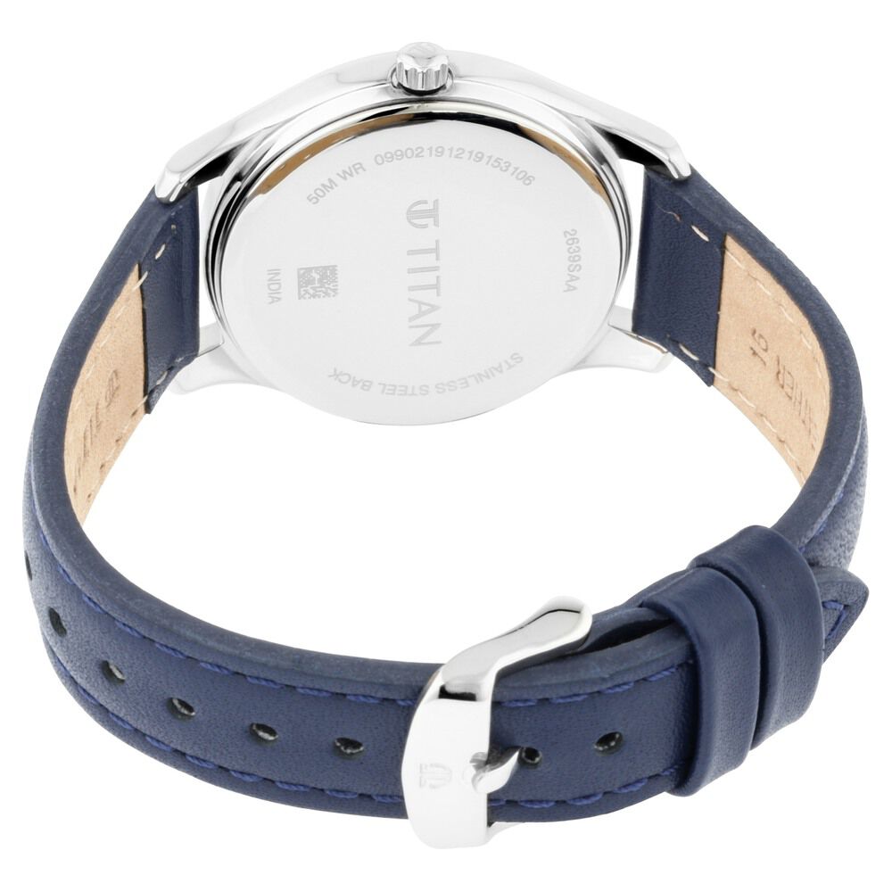 Buy Online Titan Workwear Blue Dial Women Watch With Leather Strap ns2639sl02 Titan