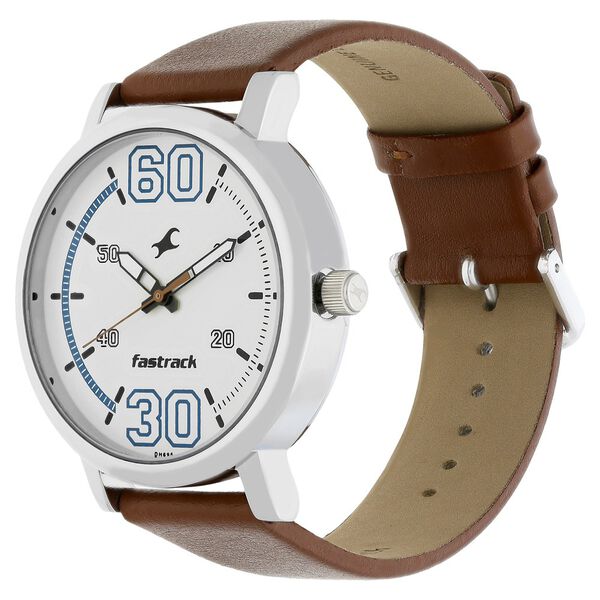 Fastrack Fundamentals Quartz Analog White Dial Leather Strap Watch for Guys - image number 2