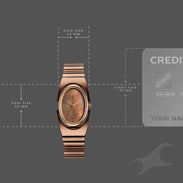 Fastrack UFO Quartz Analog Brown Mother Of Pearl Dial Brown Colour Stainless Steel Strap Watch For Girls