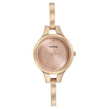 Sonata Mission Mangal Rose Gold Dial Women Watch With Stainless Steel Strap