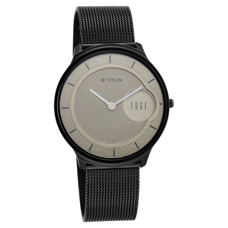 Titan Edge Slim Leather Strap Beige Dial Analog Watch for Men