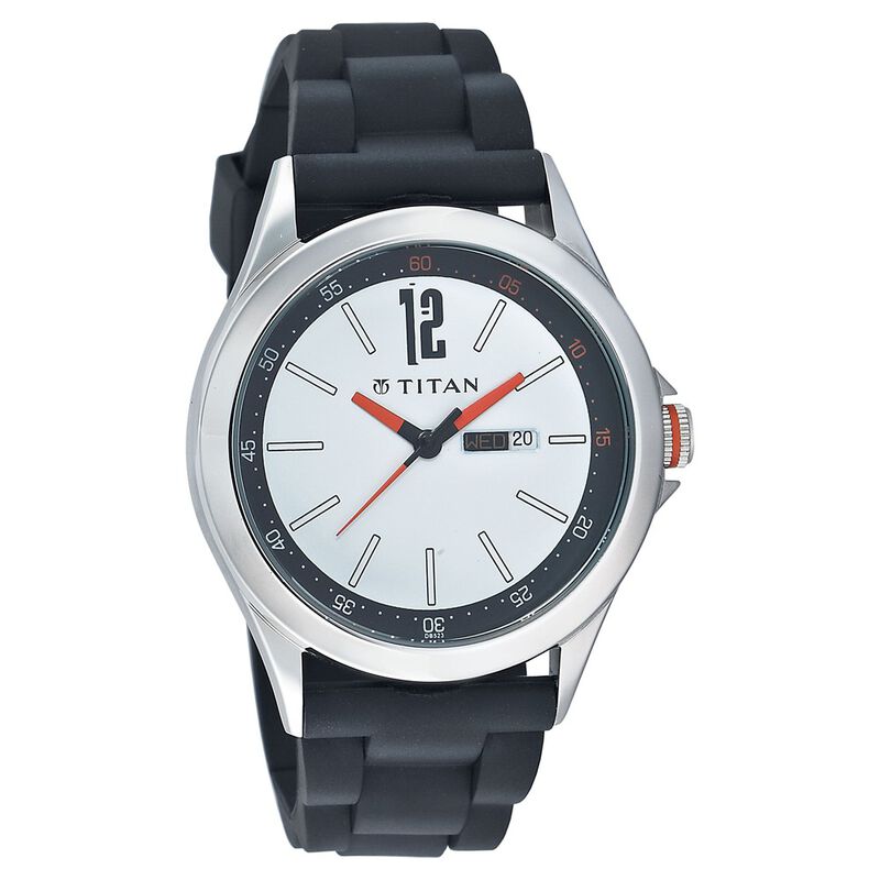 Titan Quartz Analog with Day and Date Silver Dial Watch for Men