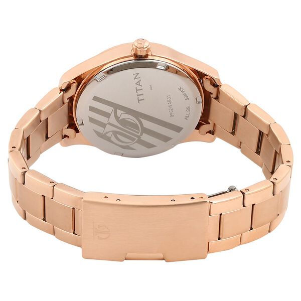 Titan Quartz Analog with Day and Date Rose Gold Dial Stainless Steel Strap Watch for Women - image number 2