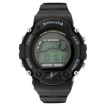 SF Digital Round Dial Plastic Strap Watch For Men