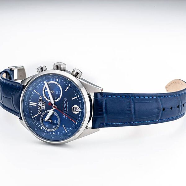 Roamer Gran Sportivo Quartz Chronograph With Date Blue Dial Silver Stainless Steel Strap Watch For Men - image number 6