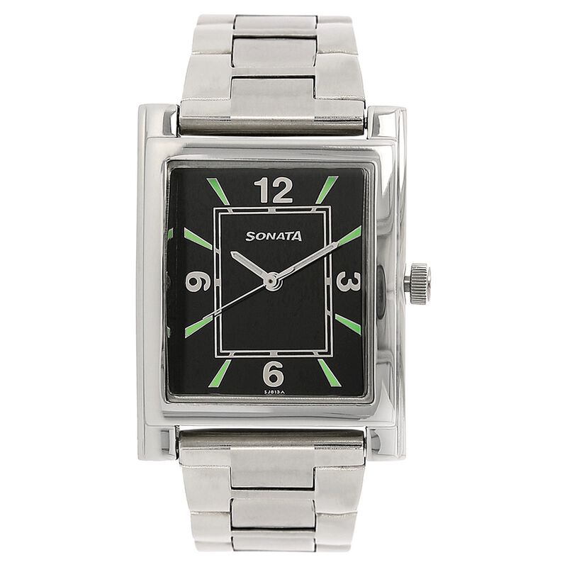 Sonata Quartz Analog Black Dial Stainless Steel Strap Watch for Men - image number 0